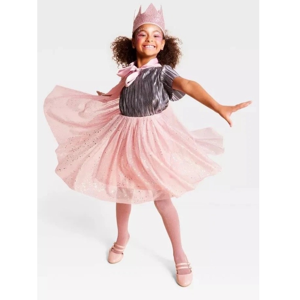 Hyde and EEK Boutique Kids Deluxe Princess Costume Tutu Crown Cape Pink One Size